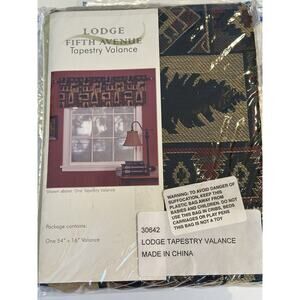Pine Creek Lodge Tapestry Window Valance Modern Rustic Woven Pattern 54"x16"-NEW